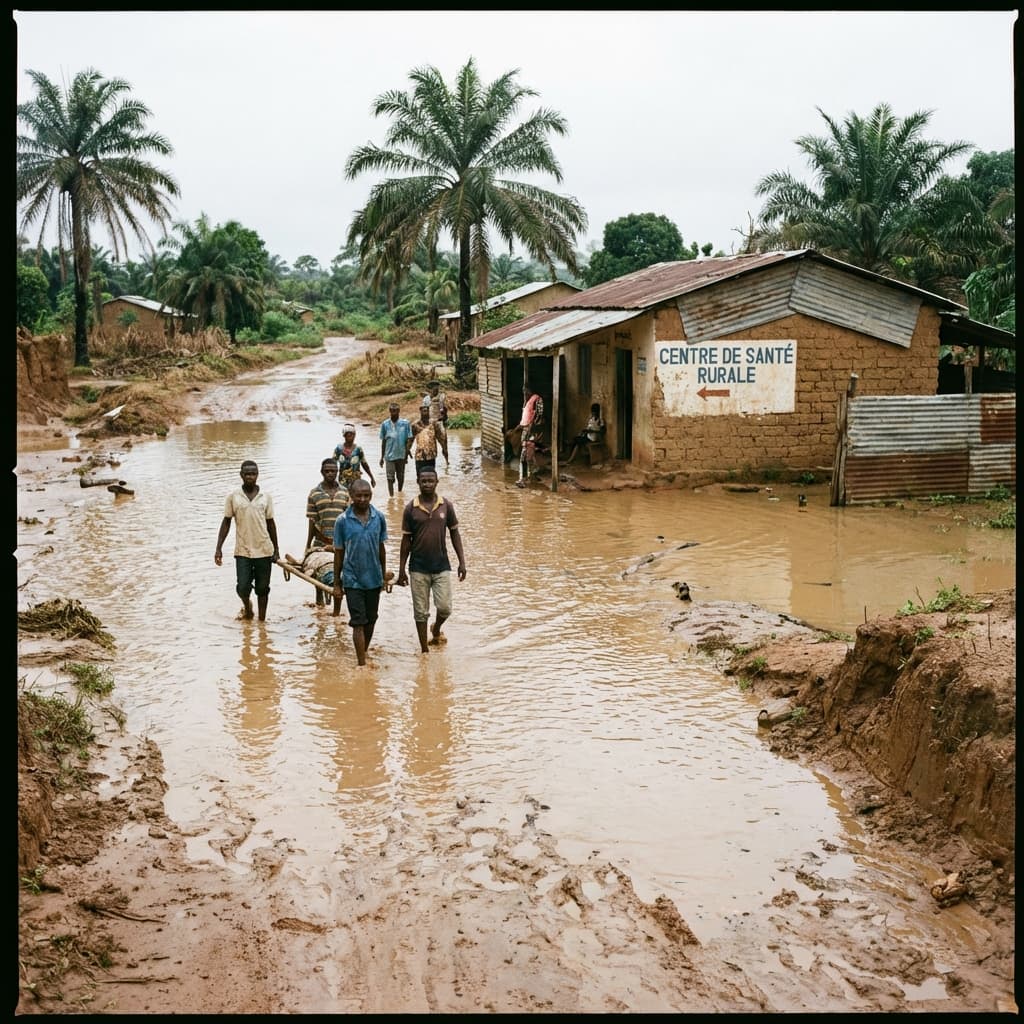 Flooded road blocking access to clinic